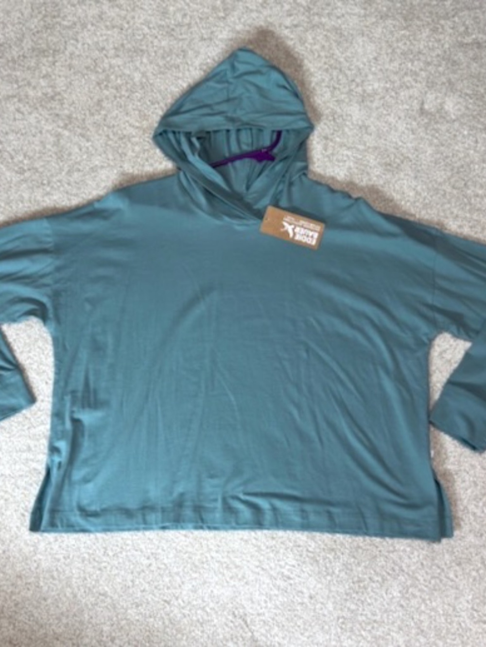 Eddie Bauer Lightweight Cotton Pullover Hoodie Dusty Green Petite Large NWT